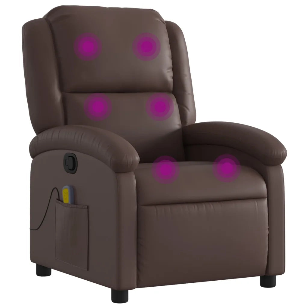 Poltrona Massaggiante | Sedia Relax Reclinabile marrone in Similpelle