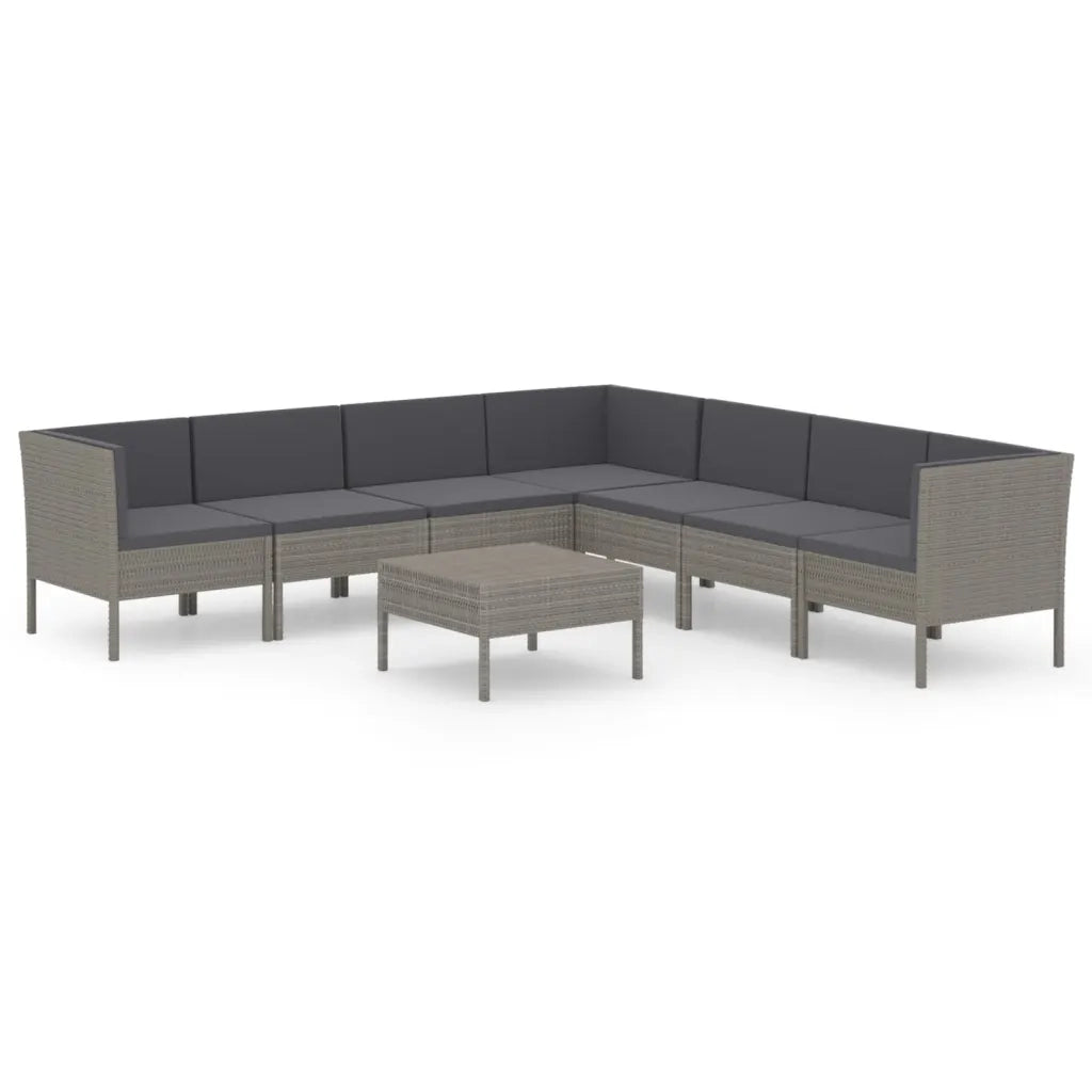 Set Divani da Giardino 8 pz con Cuscini in Polyrattan Grigio 3094458