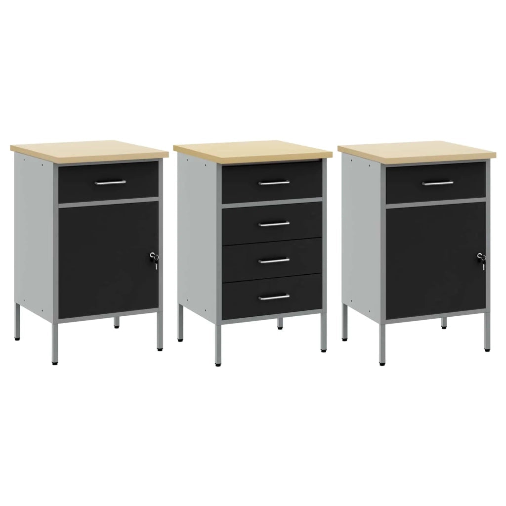 Mobile da lavoro 3 pcs Nero e Grigio 150 x 55 x 85 cm 3321370