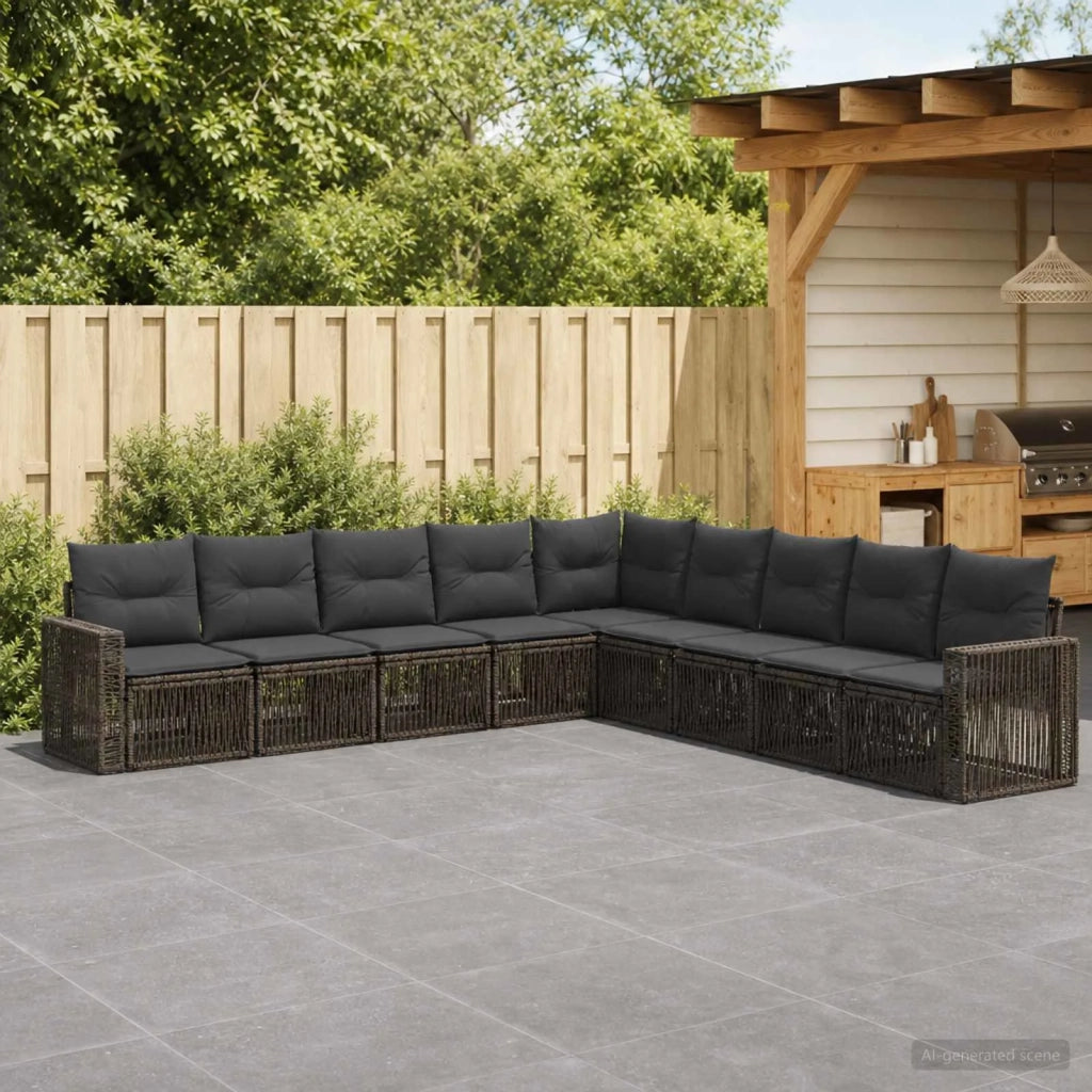 Set Divano da Giardino 9 pz Grigio e Grigio Scuro polyrattan 3435146