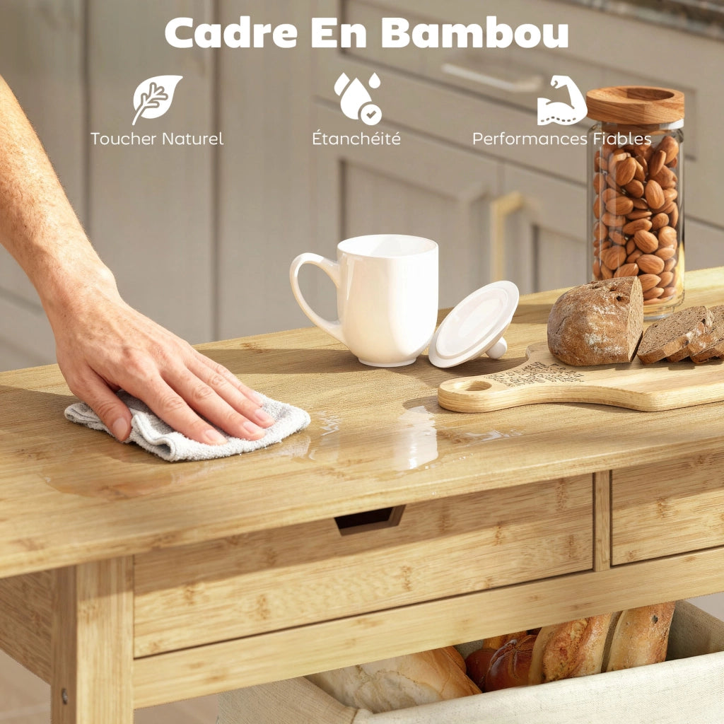 Carrello da cucina con 2 cassetti e 2 ripiani ¨C Minimal ¨C 100x43x75 cm