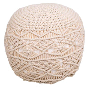 Puf in cotone intrecciato panna 45x45x40h