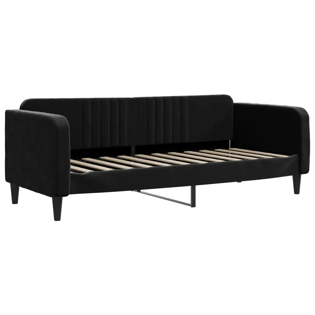 Divano Letto Estraibile con Cassetti Nero 80x200 cm in Velluto 3197132
