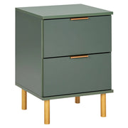 Comodino con  2 cassetti dettagli verde Oro stile moderno retrò