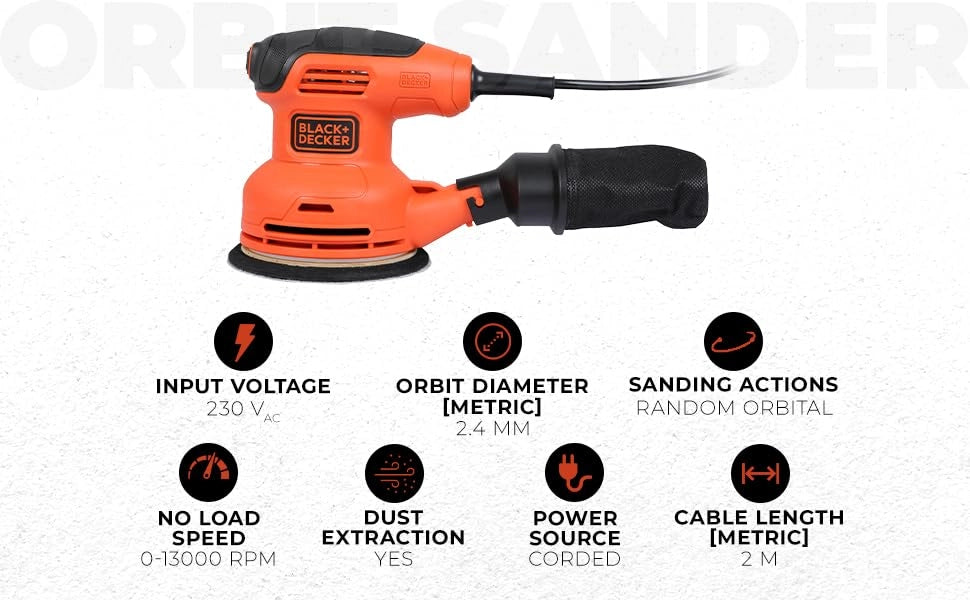 Levigatrice Rotorbitale BEW210 Qs 230 W Black+Decker