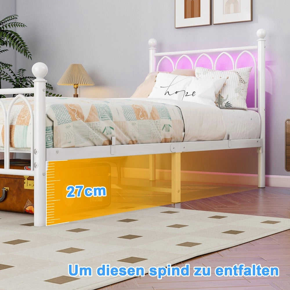 Giroletto in Metallo con LED e USB ¨C MINIMAL ¨C Bianco 90x200