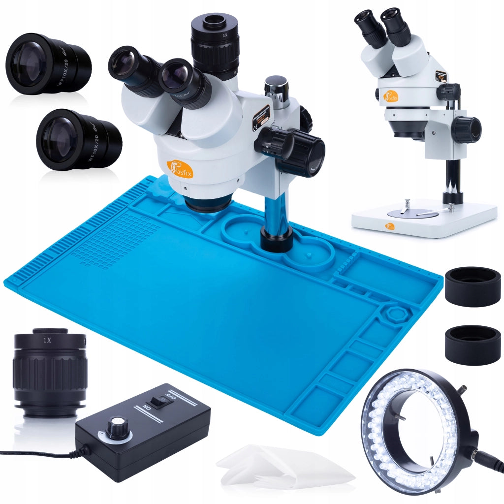 Mikroscopio Trinoculare Mercury Pro con Illuminatore LED Regolabile e Tappetino in Silicone | Zoom 7x-45x