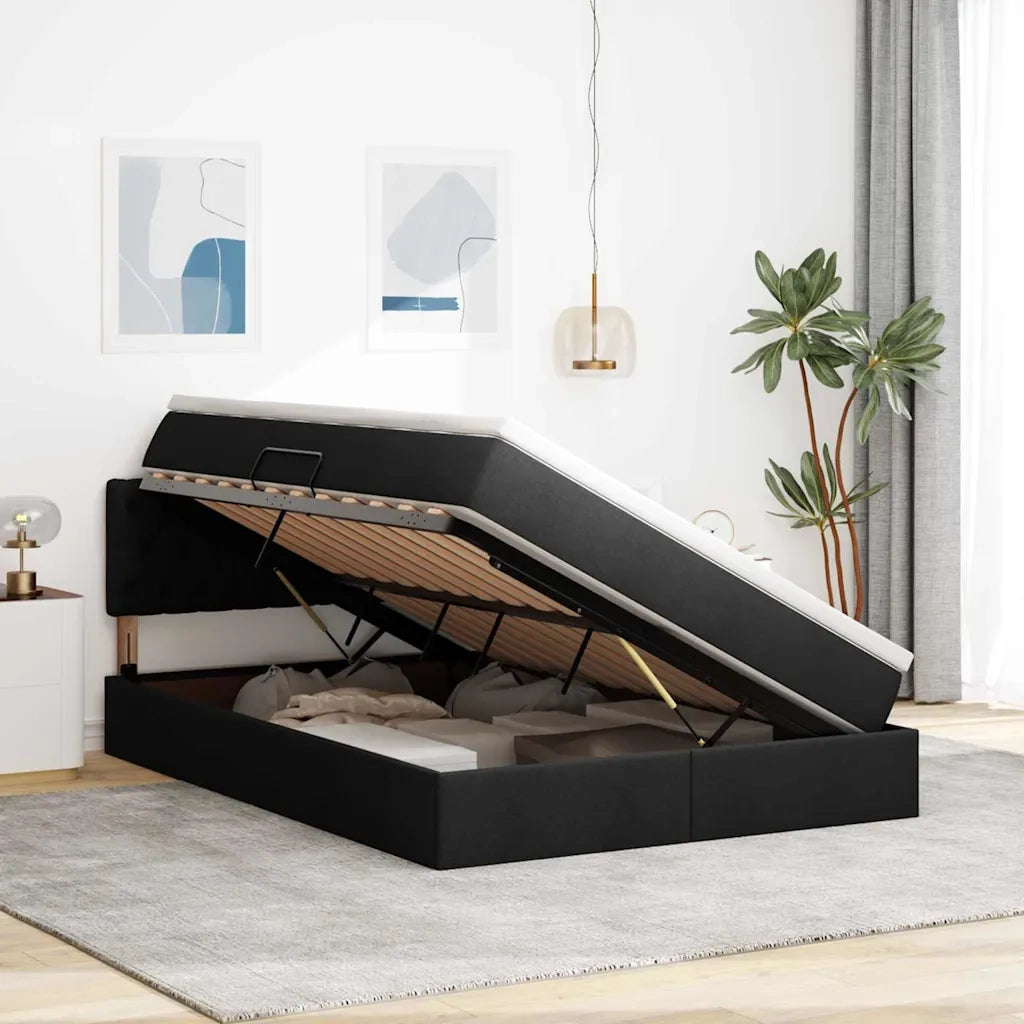Letto con contenitore e materasso Nero 140 x 200 cm 3370577