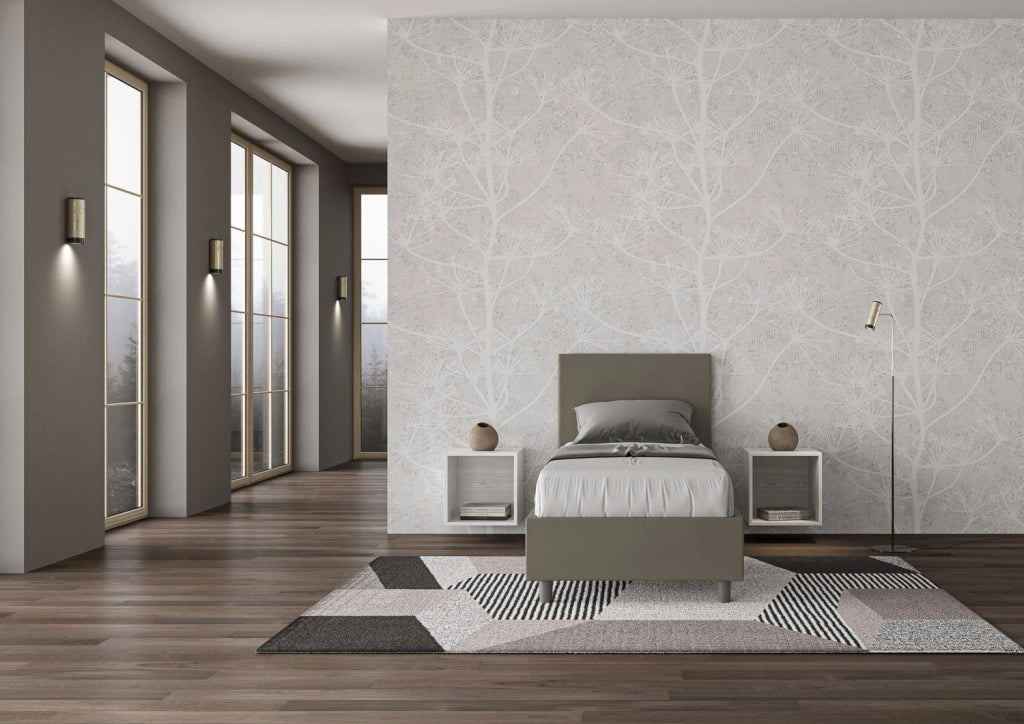 BS COM Letto singolo contenitore imbottito 80x210 similpelle cappuccino