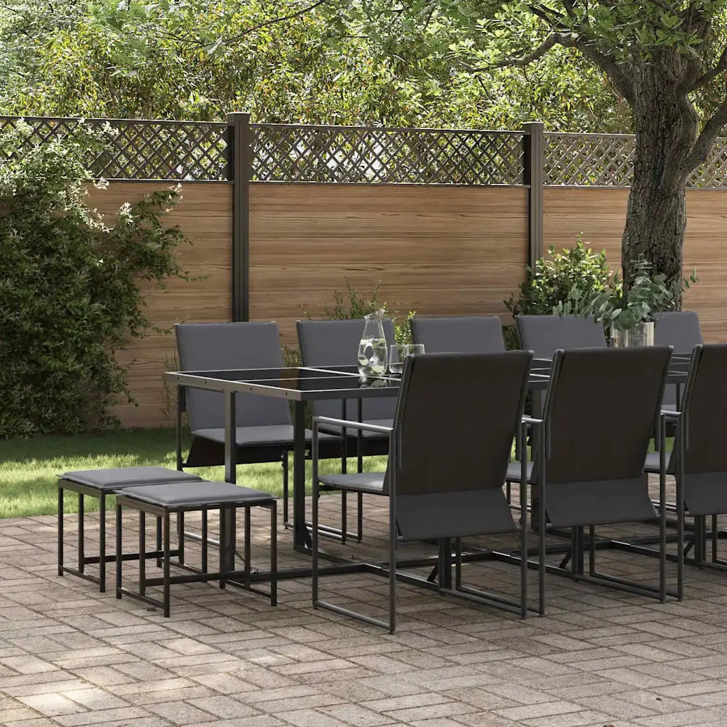 Set da Pranzo per Giardino 15 pcs Nero Acciaio 3335866