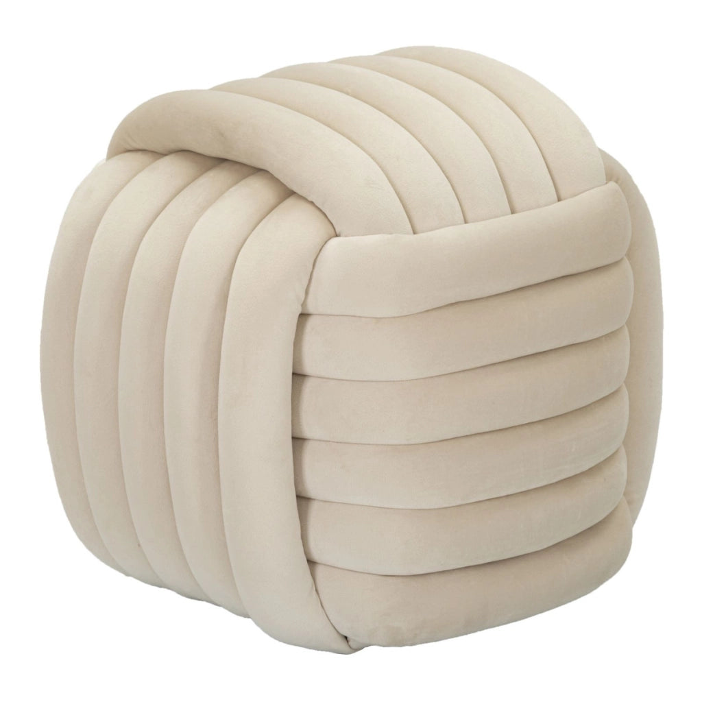Pouf Gomitolo 3, Beige, Cotone, 45x45x45 cm