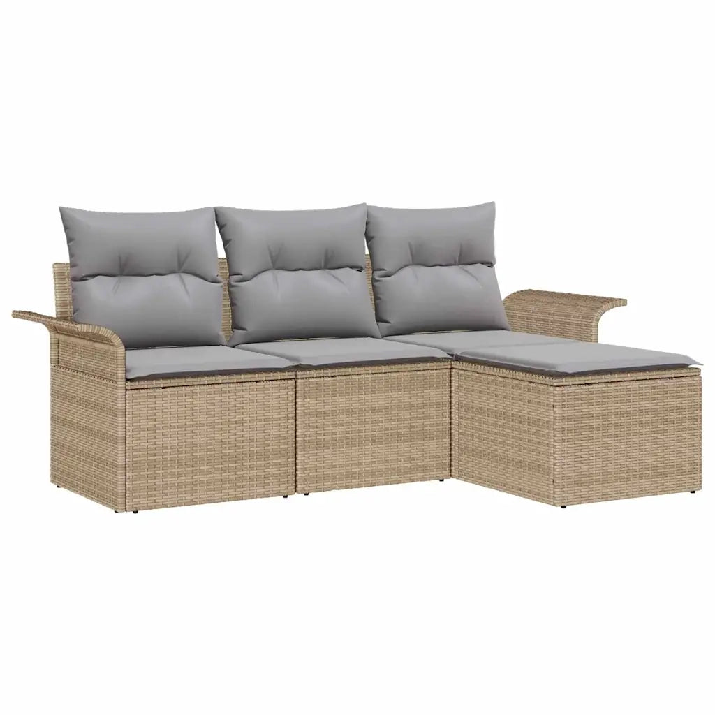 Set di divani con cuscino 4 pcs Beige polyrattan 3345310