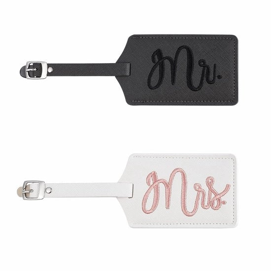 Etichette per valigie per matrimonio - Etichette Mr e Mrs in pelle artistica