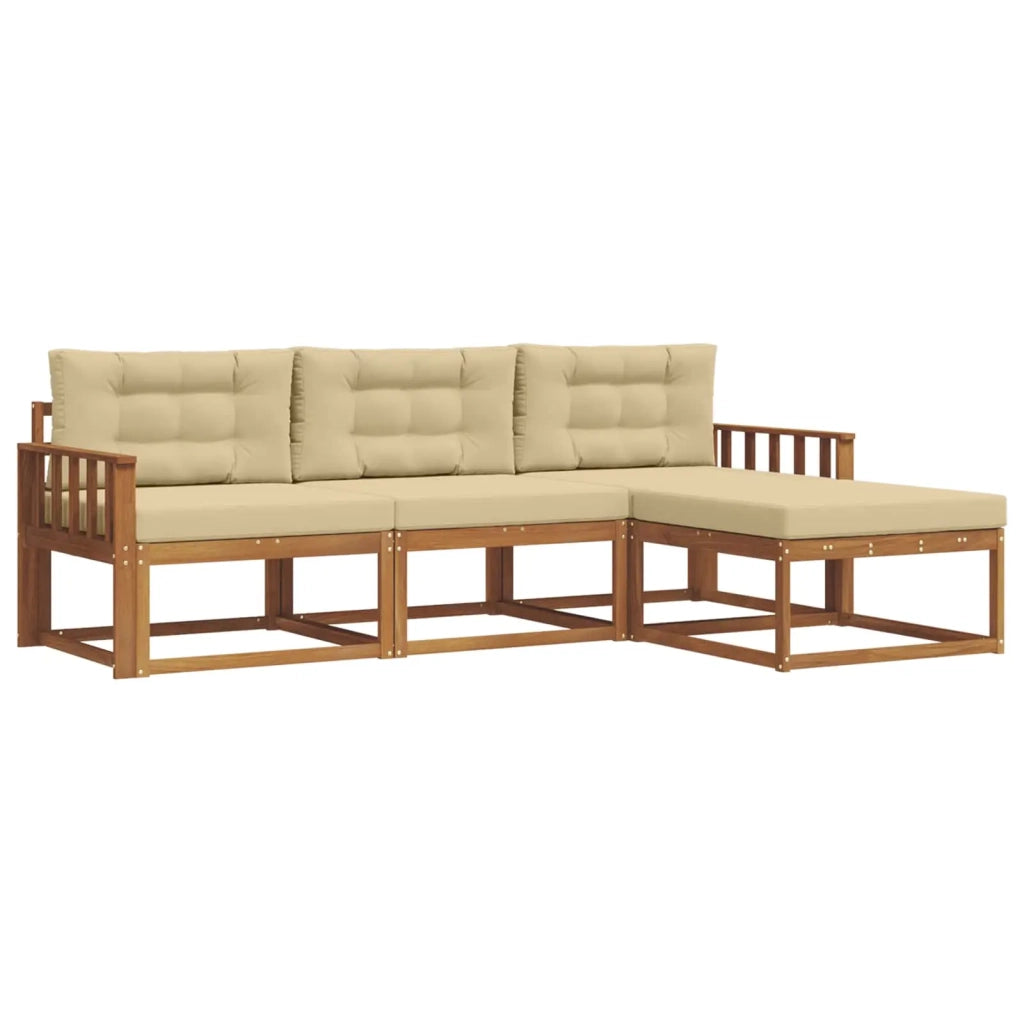 Set di divani da esterno con cuscino 4 pcs Naturale e Beige 3367401