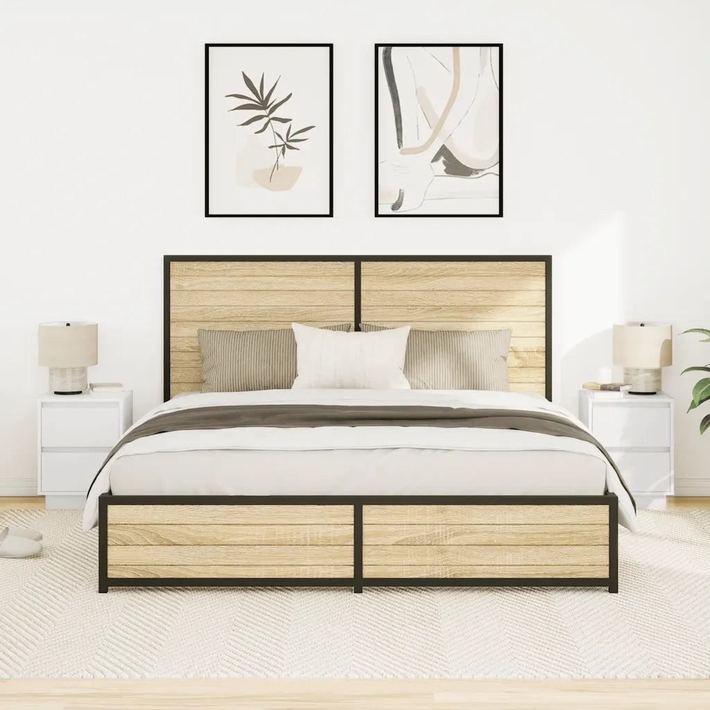 Comodini con Luci a LED 2 pz Bianco 38x34x50 cm 861284