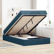 Pouf Letto con Materasso Blu Scuro 120x190 cm Velluto