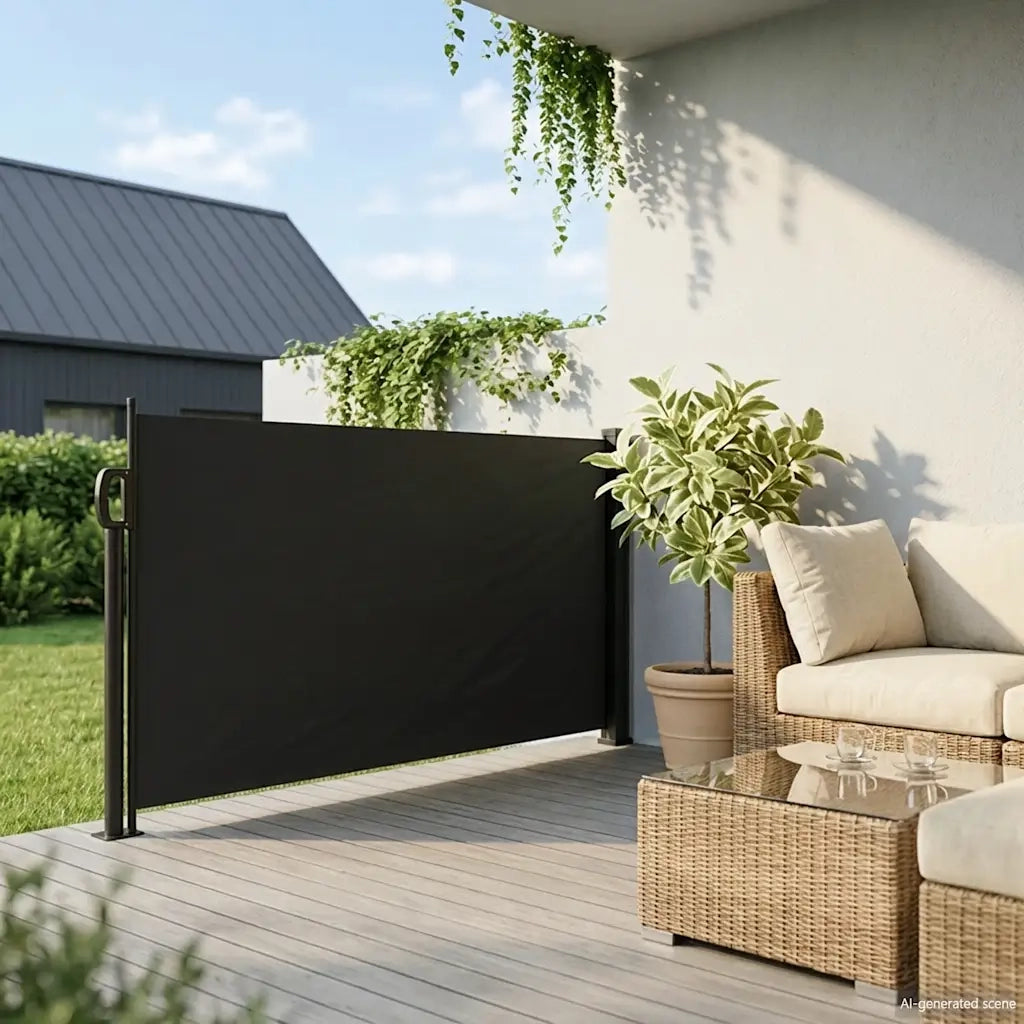 Tenda da Sole Laterale Retrattile Nera 100x300 cm 4004264