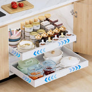 Due ante cucina espandibili estraibili con colla, organizzatore cassetto estraibile, cassetto a telescopio con adesivo e guaina, per l'organizzazione della dispensa cucina, larghezza regolabile 32 - 53 cm