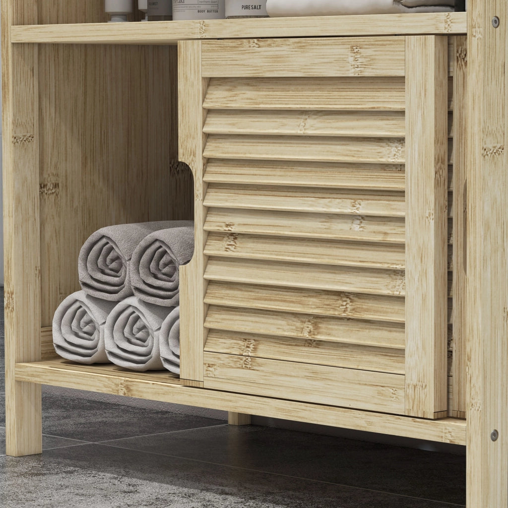 Mobile Sottolavabo in Bamb¨´ con 2 Ante ¨C Zephmum ¨C Naturale 60x30x60 cm