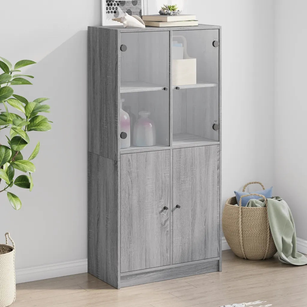 Credenza | Madia | Buffet da pranzo | Armadio da pranzo con Ante Grigio Sonoma 68x37x142 cm Legno Multistrato