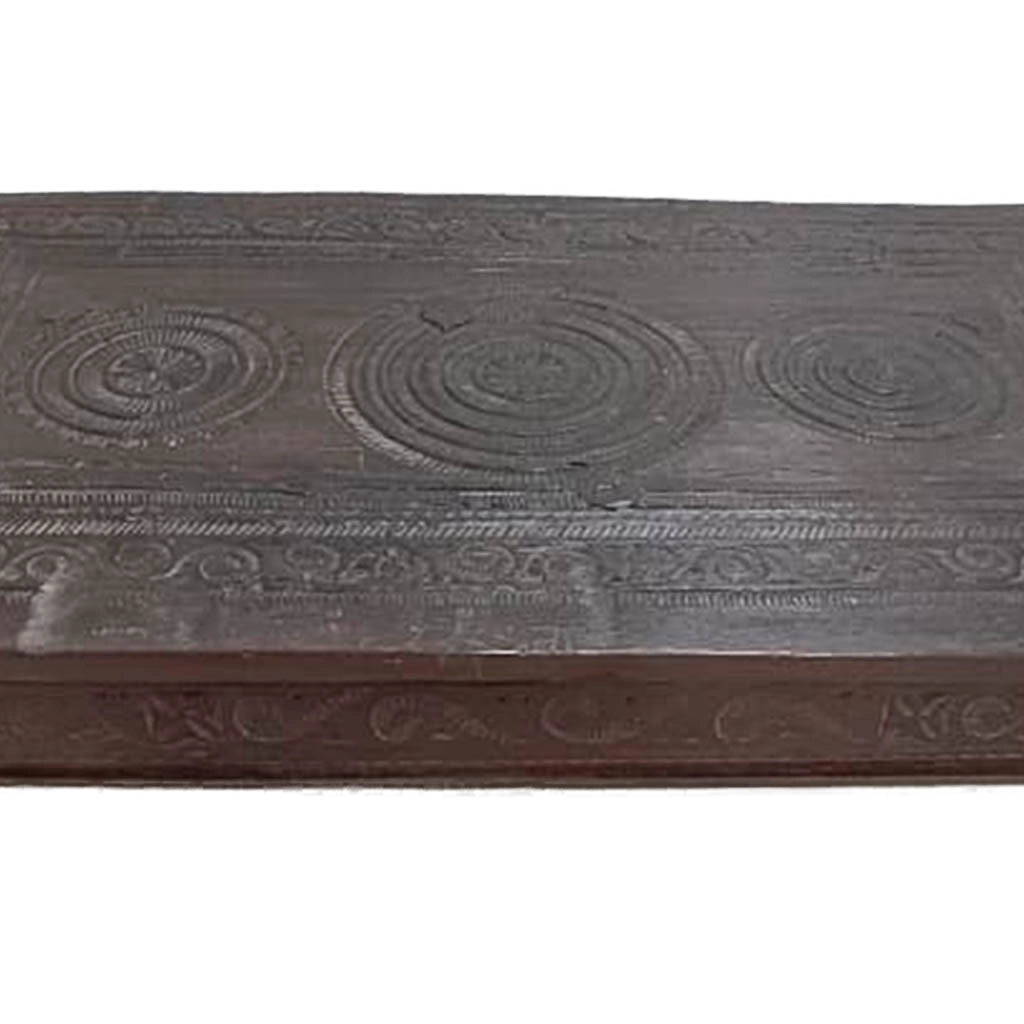 Tavolino in legno artigianale marrone 149x82x37h cm