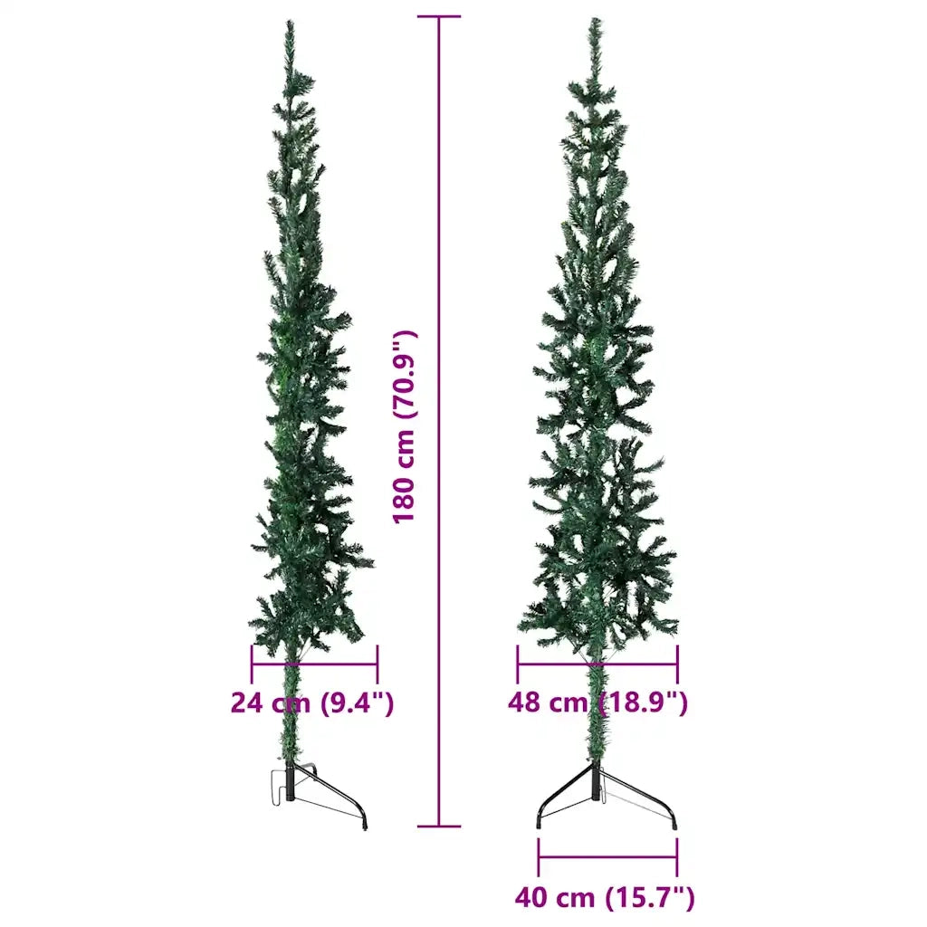 Albero Natale Artificiale Sottile a Metà Supporto Verde 180 cm 344601