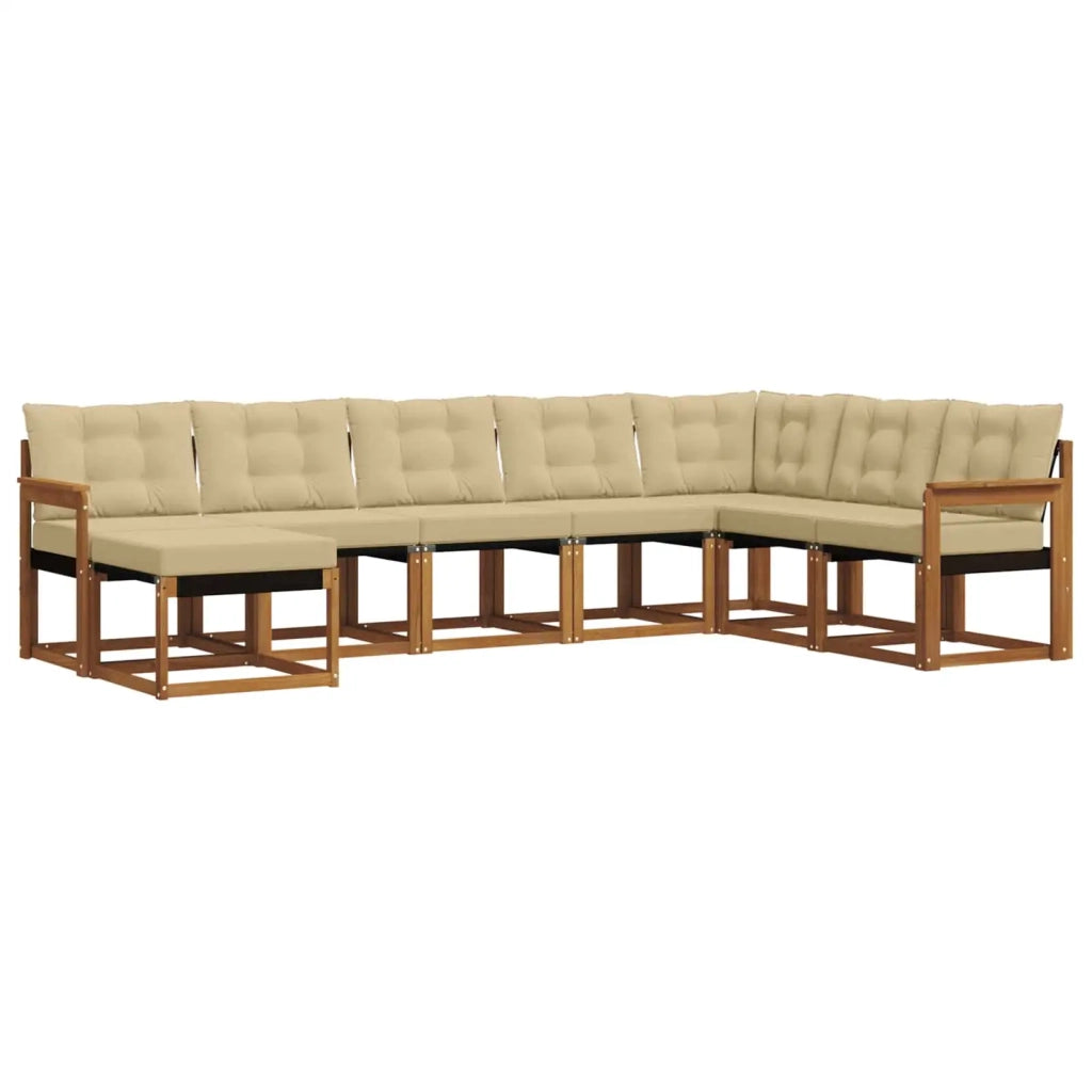 Set di divani da esterno con cuscino 8 pcs Naturale e Beige 3368948