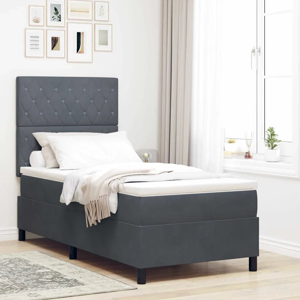 Letto a Sorgente LED Grigio scuro 90 x 200 cm Velluto 3343221