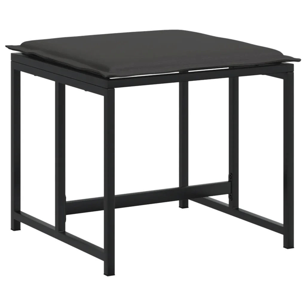 Set da Pranzo da Giardino 17 pz con Cuscini Nero in Textilene