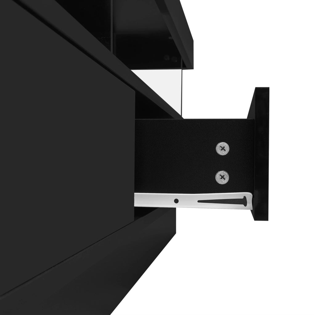 Mobile TV 160x38x50.5 cm con 3 ripiani in vetro e LED via app Bluetooth in truciolato nero