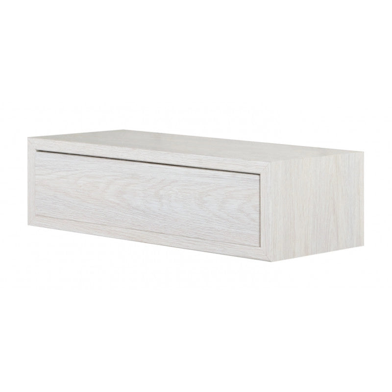 Mensola da Muro con Cassetto, Comodino Sospeso, Mensola da Parete, Rovere Sbiancato, 45x13,4 p20 cm - Legolo
