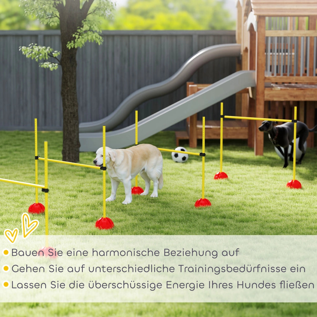 Set Agility per Cani 4 Pezzi ¨C Xylo ¨C con 4 Ostacoli e Borsa per Trasporto, Giallo