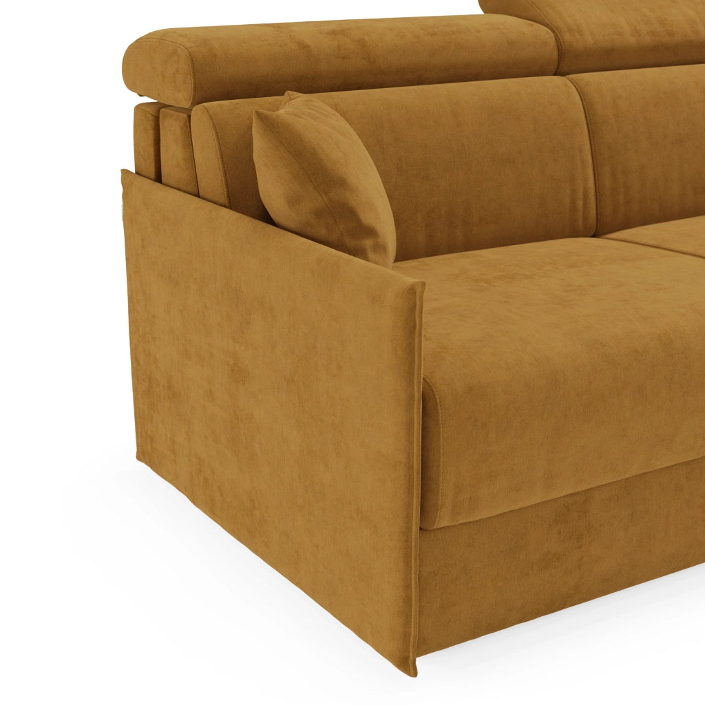Miryam Divano letto con poggiatesta reclinabili e comfort maxi - design compatto in morbido tessuto smacchiabile T31 189 cm giallo ocra