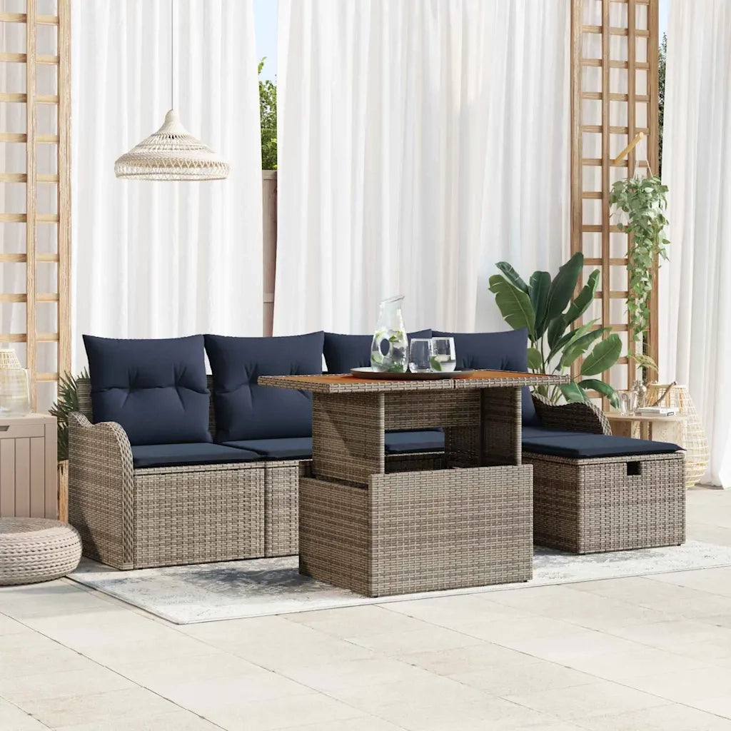 Set Divano da Giardino 6 pz Grigio polyrattan 3359937