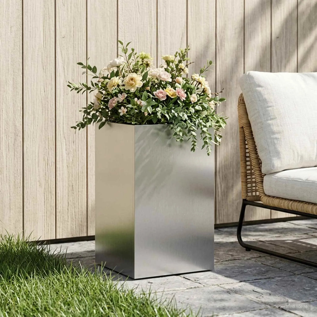 Vaso da giardino Argento 30 x 30 x 40 cm Acciaio Inox 8005338