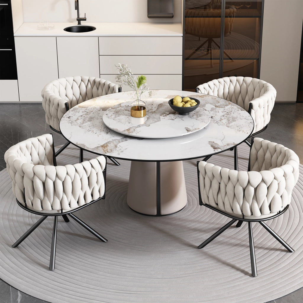 Sedia da pranzo in velluto 4 pezzi - Zephmum - Rotelle regolabile in altezza