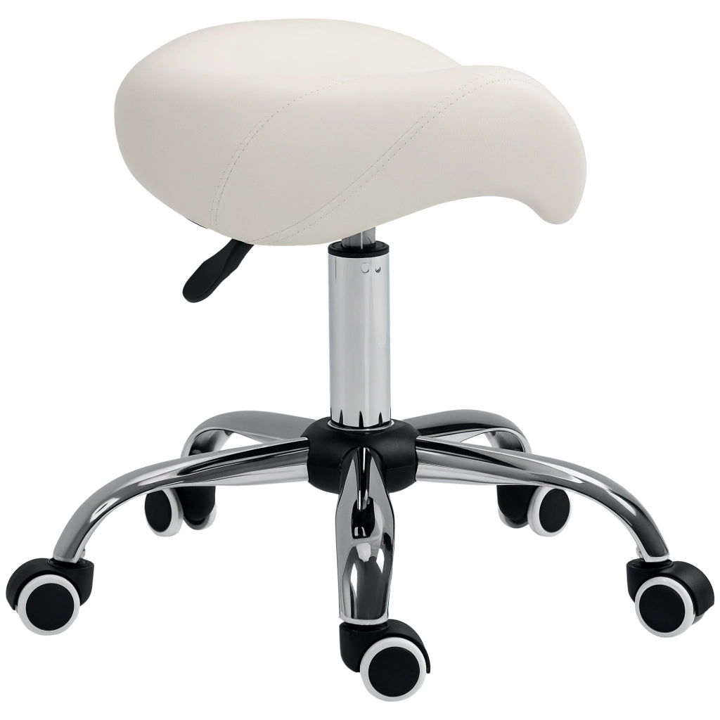 Sgabello Professionale con Ruote ¨C Xylo ¨C Altezza Regolabile 49-61cm Beige