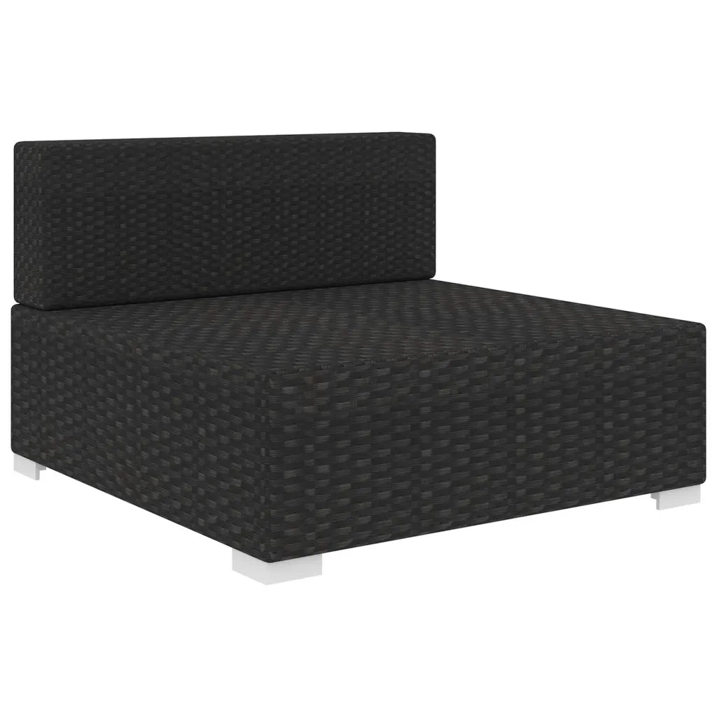 Seduta Centrale Modulare con Cuscini in Polyrattan Nero 48291