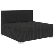 Seduta Centrale Modulare con Cuscini in Polyrattan Nero 48291