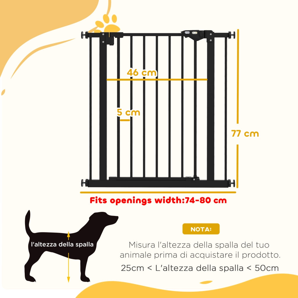 Cancelletto di Sicurezza per Cani e Animali ¨C Xylo ¨C Chiusura Automatica Nero 68x77 cm