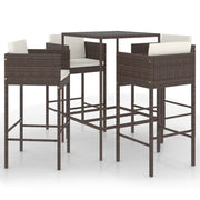Set da bar da giardino 5 pezzi e cuscini in resina intrecciata marrone 02_0013348