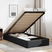 Struttura Letto Pouf senza Materasso-Giroletto con contenitore Nero 90x190 cm Similpelle