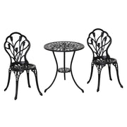 Set Tavolo da Pranzo con 2 Sedie ¨C Xylo ¨C Alluminio Nero per Balcone