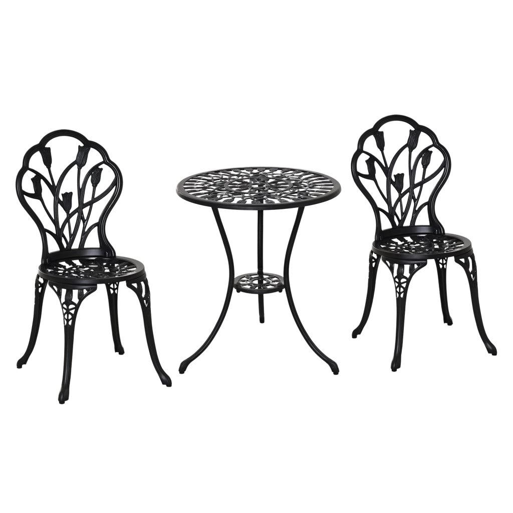 Set Tavolo da Pranzo con 2 Sedie ¨C Xylo ¨C Alluminio Nero per Balcone