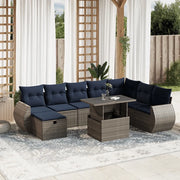 Set Divani da Giardino 9 pz con Cuscini Grigio in Polyrattan 3275191