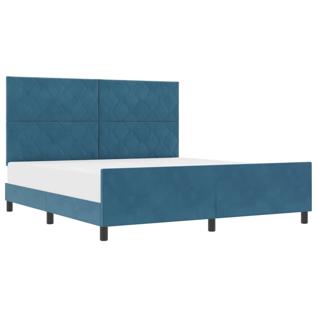 Letto a molle con testiera Blu Scuro 180 x 200 cm Velluto