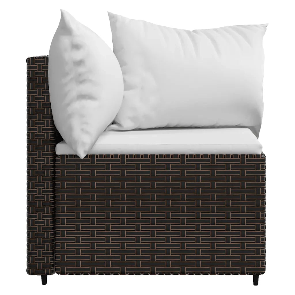 Divani Angolari da Giardino con Cuscini 2pz Polyrattan Marrone 319758