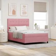 Letto a Sorgente LED con materasso Rosa 140 x 200 cm Tessuto
