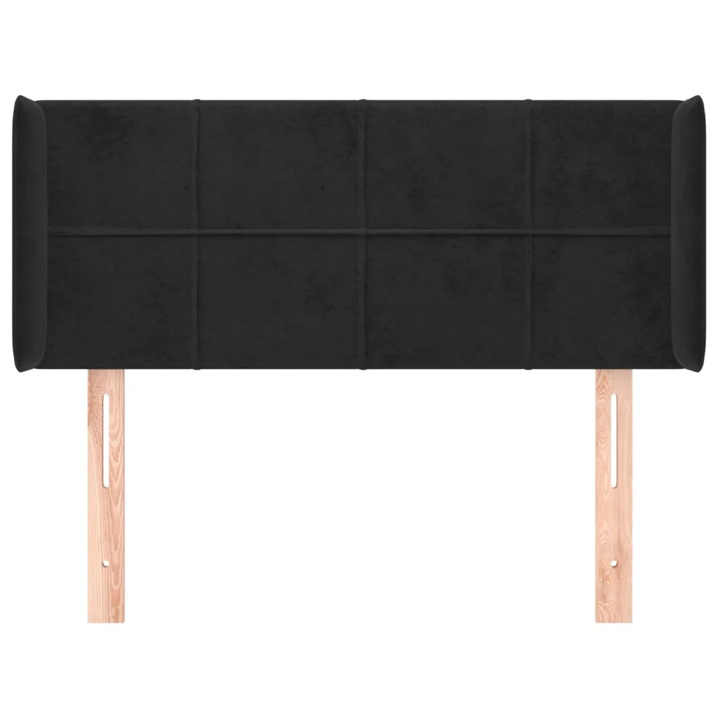 Testiera ad Orecchio-Testata con Orecchie Nera 103x16x78/88 cm in Velluto 293779