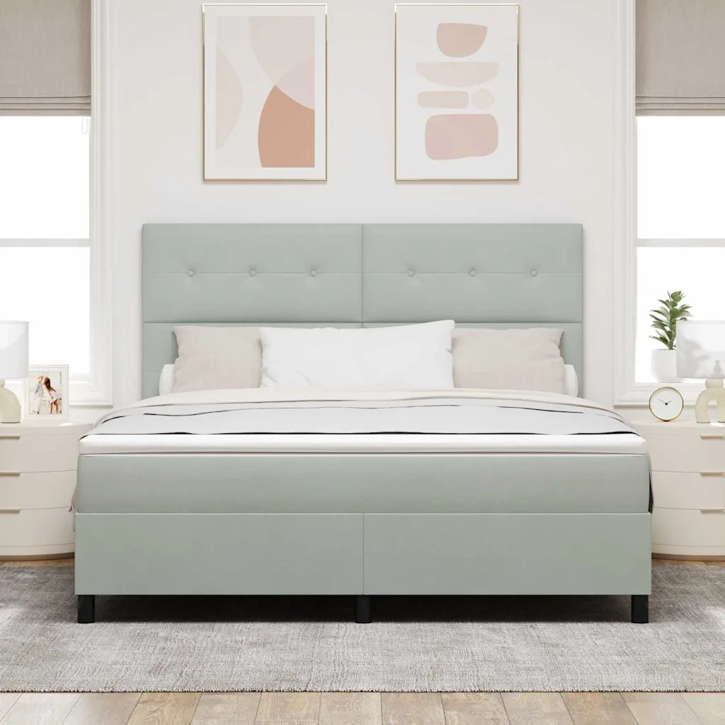 Letto a Sorgente LED Grigio chiaro 180 x 200 cm Tessuto
